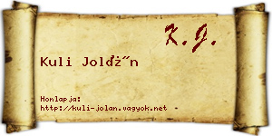 Kuli Jolán névjegykártya