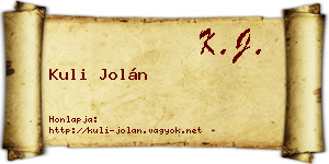 Kuli Jolán névjegykártya